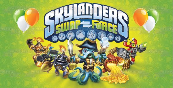 Skylanders Swap Force Wash Buckler Magna Charge and Balloons Edible Cake Topper Image ABPID03378 Online now