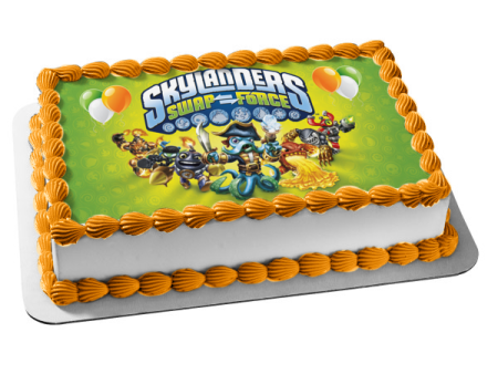 Skylanders Swap Force Wash Buckler Magna Charge and Balloons Edible Cake Topper Image ABPID03378 Online now