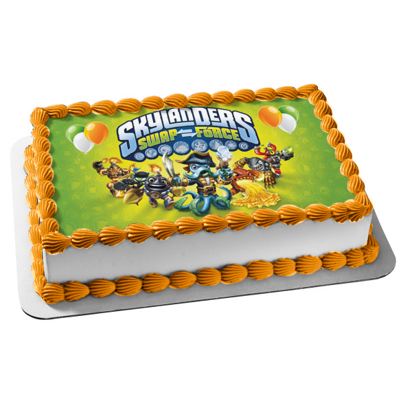 Skylanders Swap Force Wash Buckler Magna Charge and Balloons Edible Cake Topper Image ABPID03378 Online now