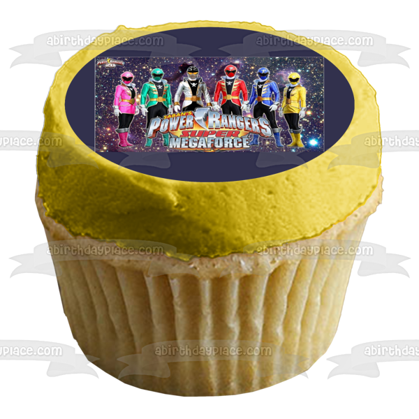 Saban s Power Rangers Super Mega Force Pink Ranger Green Ranger Red Ranger Yellow Ranger Blue Ranger Gold Ranger and the White Ranger Edible Cake Topper Image ABPID03403 For Discount