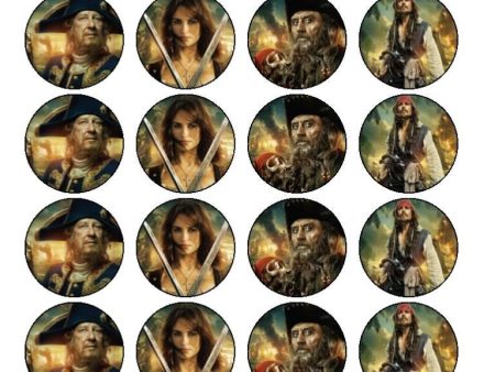 Pirates of the Carribean On Stranger Tides Captain Jack Sparrow and Angelica Edible Cupcake Topper Images ABPID03195 on Sale