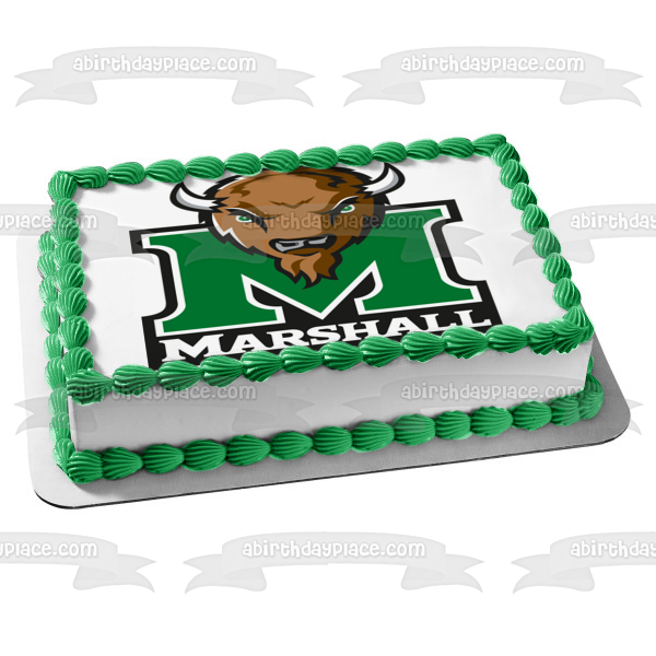 Marshall University Thundering Herd Logo Sports with a  Buffalo Edible Cake Topper Image ABPID03385 Discount