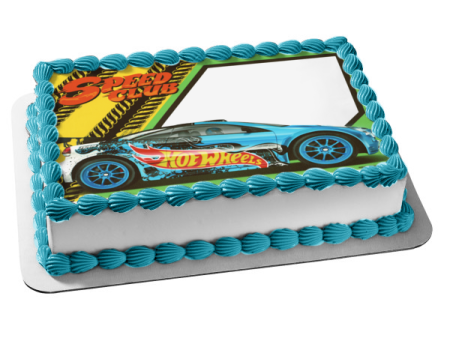 Hot Wheels Speed Club Blue Car and Your Personalized Photo Edible Cake Topper Image Frame ABPID03339 Online