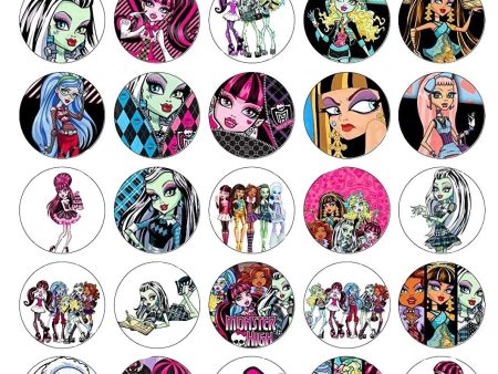 Monster High Clawdeen Wolf Lagoona Blue Cleo De Nile Draculaura Frankie Stein and Ghoulia Yelps Edible Cupcake Topper Images ABPID03438 on Sale