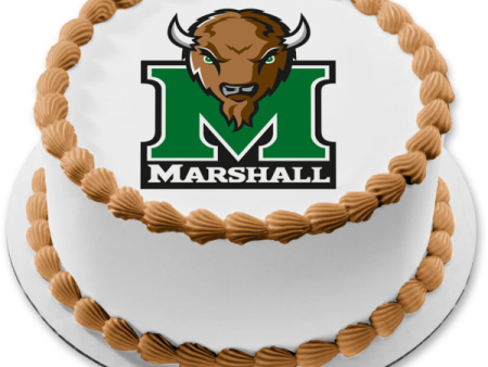 Marshall University Thundering Herd Logo Sports with a  Buffalo Edible Cake Topper Image ABPID03385 Discount