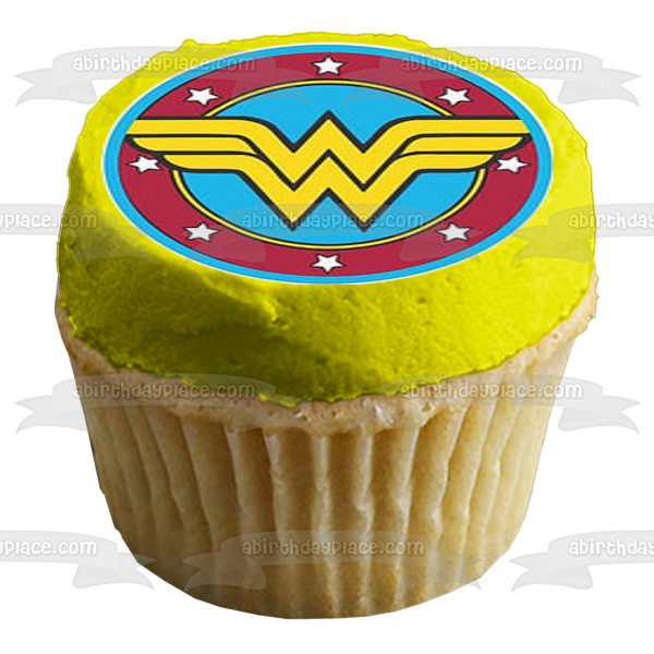 Superhero Logo Superman Batman the Flash Wonder Woman and Green Lantern Edible Cupcake Topper Images ABPID03442 Sale