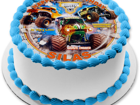 Monster Jam El Toro Loco and Grave Digger Maximum Destruction Edible Cake Topper Image ABPID03370 Sale