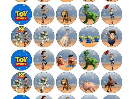 Toy Story Woody Buzz Lightyear Mr. Potato Head Disney Bo Peep Hamm Jessie Bullseye Stinky Pete Rex and Ms. Potato Head Edible Cupcake Topper Images ABPID03416 Supply