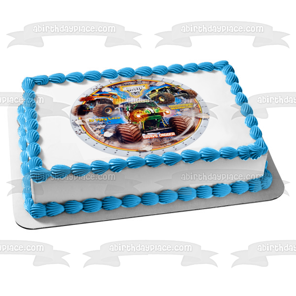 Monster Jam El Toro Loco and Grave Digger Maximum Destruction Edible Cake Topper Image ABPID03370 Sale