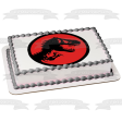 Jurassic Park Logo Tyrannosaurus Rex Red Background Edible Cake Topper Image ABPID01207 Cheap