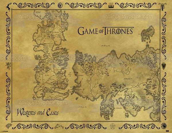 Game of Thrones Map Westeros and Essos Edible Cake Topper Image ABPID01226 Online Hot Sale