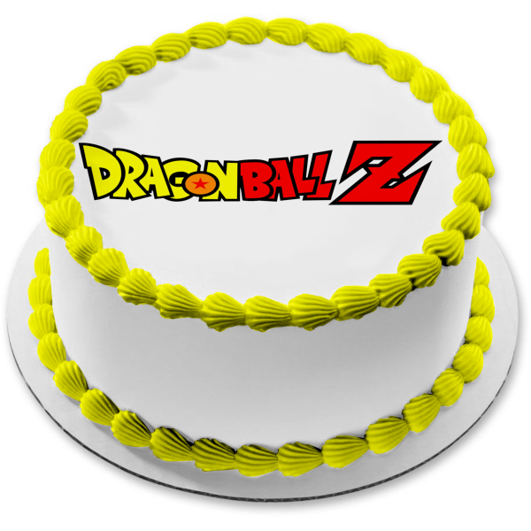 Dragon Ball Z Logo Yellow and Red Edible Cake Topper Image ABPID00955 Online now