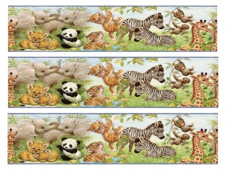 Baby Jungle Animals Panda Bear Zebra Giraffe Monkeys Tigers and Elephants Edible Cake Topper Image Strips ABPID01712 Fashion