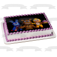 Five Night s at Freddy Babies Chica Bonnie Cupcake with a Black Background Edible Cake Topper Image ABPID01489 For Discount