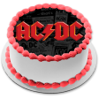 AC DC Red Logo Newspaper Background Edible Cake Topper Image ABPID01097 Online now