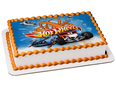 Mattel Hot Wheels Logo Cars Skulls Rockets Cars Edible Cake Topper Image ABPID01618 Online Hot Sale