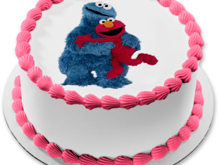 Sesame Street Elmo and Cookie Monster Hugging Edible Cake Topper Image ABPID00979 Online Sale