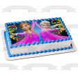 Frozen Anna Elsa Pink Ball Gowns and Flowers Edible Cake Topper Image ABPID01271 Hot on Sale