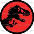 Jurassic Park Logo Tyrannosaurus Rex Red Background Edible Cake Topper Image ABPID01207 Cheap