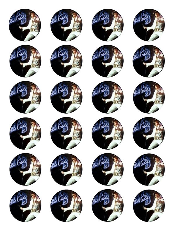 Elvis Presley the King Microphone Music with a Black Background Edible Cupcake Topper Images ABPID01759 Online Hot Sale