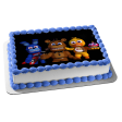 Five Night s at Freddy Babies Chica Bonnie Cupcake with a Black Background Edible Cake Topper Image ABPID01489 For Discount