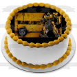 Transformers Autobot Bumblebee Standing Logo with a Yellow Background Edible Cake Topper Image ABPID01233 Online Hot Sale