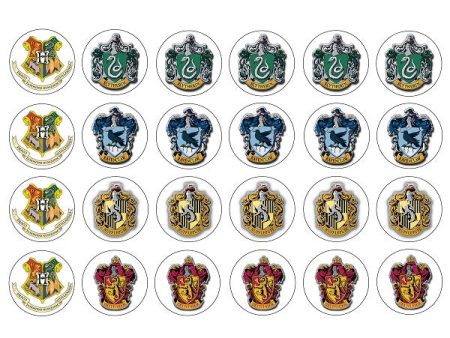 Harry Potter Crests Gryffindor Hufflepuff Ravenclaw and Slytherin Edible Cupcake Topper Images ABPID01246 Cheap