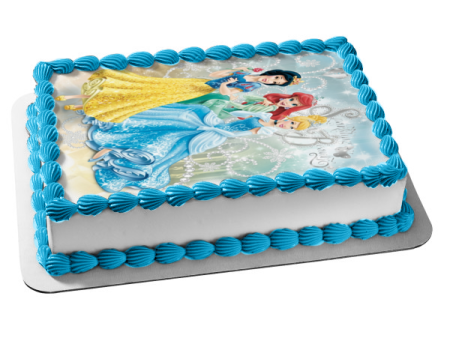 Princesses Sparkling Beauty Snow White Ariel and Cinderella Edible Cake Topper Image ABPID01479 Online