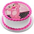 Baby Pink Panther Stripes and a Polka Dots Background Edible Cake Topper Image ABPID01475 Cheap