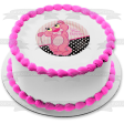 Baby Pink Panther Stripes and a Polka Dots Background Edible Cake Topper Image ABPID01475 Cheap