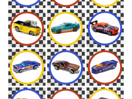 Hot Wheels Race Cars with a Checkered Background Edible Cupcake Topper Images ABPID01666 Fashion