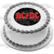 AC DC Red Logo Newspaper Background Edible Cake Topper Image ABPID01097 Online now