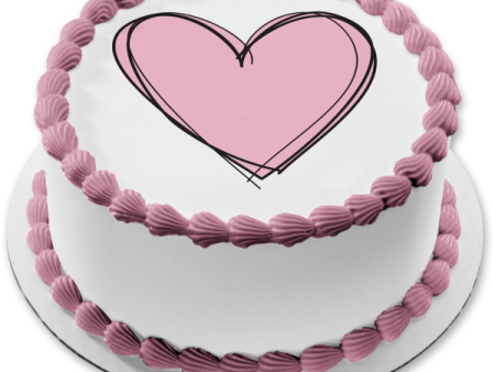 Purple Heart Black Edges Edible Cake Topper Image ABPID01108 Fashion